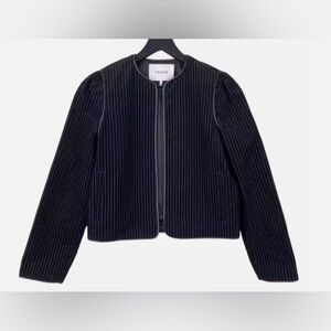 FRAME Cropped Velvet Striped Summer Jacket - Pristine